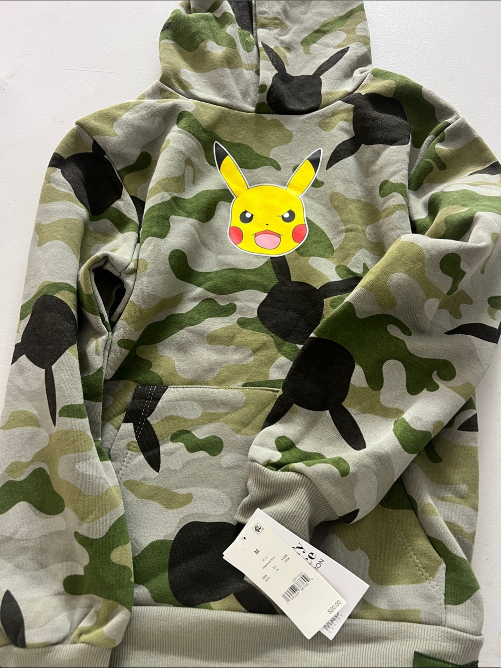 Pokemon Green Camo Pikachu Hoodie for Kids